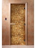 Дверь стеклянная ФОТОПЕЧАТЬ А054 700 х 1900 мм 3 петли,стекло 8 мм, коробка ОЛЬХА, ручка - деревянная, магнит DoorWood