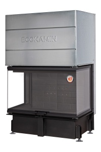 Топка ДЕЛЬТА 1000 с подовым горением принтинг по стеклу три стекла  d = 250 мм  (18 кВт) АКЦИЯ 20%