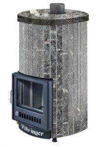 Печь-каменка УЮТ-25 ПФ дверца со стеклом в ламелях ПИРОКСЕНИТ НАБОРНЫЙ (25 м.куб)