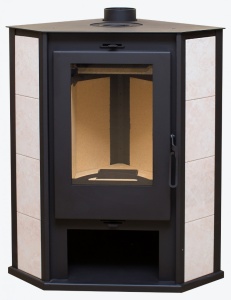 Печь-камин РИТМ 7 L+ угловая с чугунной плитой (META-БЕЛ)