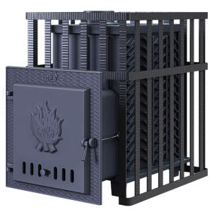 Печь-каменка чугунная GFS ЗК 30 в СЕТКЕ  дверца глухая (30 м.куб)