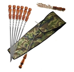 Набор шампуров 45 см в чехле (6 шампуров, нож, кочерга)