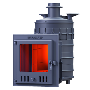 Печь-каменка чугунная ИСКАНДЕР ЗК 25М  дверца со стеклом (25 м.куб)  под облицовку