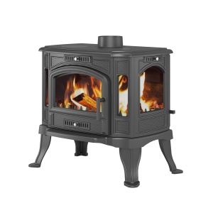 Печь-камин ВЕЗУВИЙ KZ-14РS чугунная антрацит d = 150 мм (14 кВт) (2)