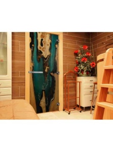 Дверь стеклянная ФОТОПЕЧАТЬ СЛЭБ-03 700х1900 мм 3 петли,стекло 8 мм,кор ОЛЬХА,ручка-дер,магнит DW