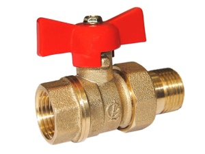 Кран шаровой DN-15 СТАНДАРТ 232 АМЕРИКАНКА ЛАТУНЬ с накидной гайкой бабочка ГАЛЛОП