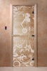 Дверь стеклянная ДЕВУШКА В ЦВЕТАХ САТИН МАТОВАЯ 700 х 1900 мм 3 петли, стекло 8 мм, коробка ОСИНА, магнит DoorWood
