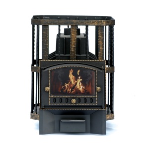 Печь-каменка  чугунная СИБИРЬ 32 СЕТКА кованная чугунная дверца ДК-2С со стеклом (20 - 32 м.куб) Печь-каменка  чугунная СИБИРЬ 32 СЕТКА кованная чугунная дверца ДК-2С со стеклом (20 - 32 м.куб)