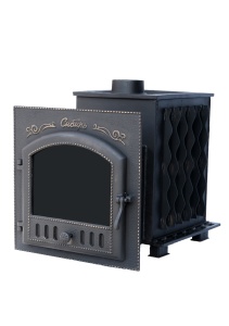 Печь-каменка СИБИРЬ-25 дверца ПАНОРАМА (ПД 545 х 545) NEW цельнолитой корпус