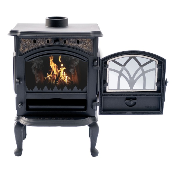 Печь-камин СИБИРЬ   7 чугунная с чугунной дверцей со стеклом