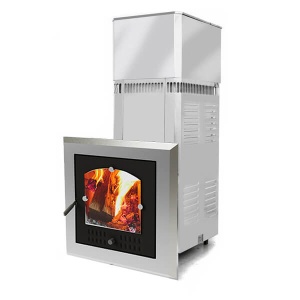 Печь-каменка чугунная СУДАРУШКА М с баком 50л, дверца со стеклом, каменка из стали 4мм (10-18 м.куб)