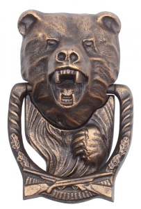 Ручка-стучалка дверная RLK 539 РМп  МЕДВЕДЬ патина (ГБ: 123 х 208 х 75 мм) ЛИТКОМ