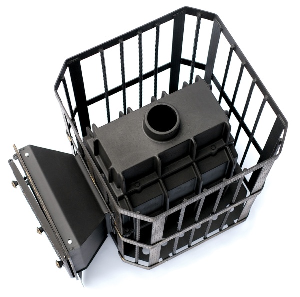 Печь-каменка  чугунная СИБИРЬ 32 СЕТКА кованная чугунная дверца ДК-2С со стеклом (20 - 32 м.куб) Печь-каменка  чугунная СИБИРЬ 32 СЕТКА кованная чугунная дверца ДК-2С со стеклом (20 - 32 м.куб)