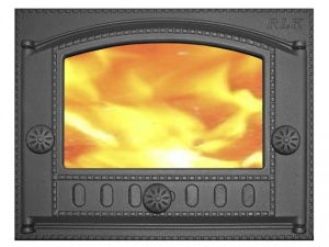 Дверца каминная ДК-2С со стеклом крашеная RLK 365  (ПР: 375 х 300 мм) ЛИТКОМ