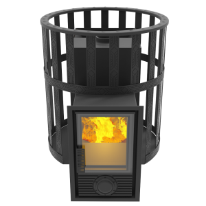 Печь-каменка ВИКИНГ 15 дверца Д-2 сетчатый кожух d = 115 мм (8 - 20 м.куб.)