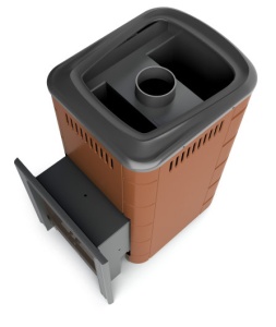 Печь для бани УРЕНГОЙ 2018, INOX, терракота, вид топлива: ГАЗ, большой свето-прозрачный экран