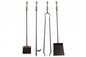 Каминный набор 58110 ASK ЧЕРНЫЙ с СЕРЕБРОМ 4 предмета