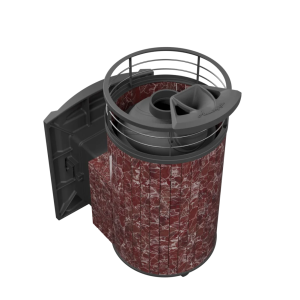 Печь-каменка чугунная АТМОСФЕРА L  в ламелях РОССО ЛЕВАНТО NEW + тоннель  (12-20 м.куб)