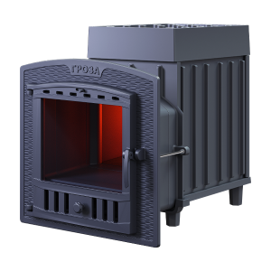 Печь-каменка чугунная ГРОЗА 24(П)2 дверца ПАНОРАМА (24 м.куб)
