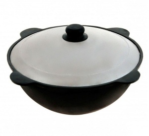 Казан чугунный 16л узбекский с крышкой плоское дно Казан чугунный 16л узбекский с крышкой плоское дно