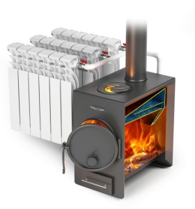 Печь отопительная НОРМАЛЬ-БАТАРЕЯ ТВ с теплообменником антрацит