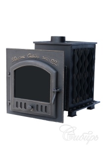Печь-каменка СИБИРЬ-25 дверца ПАНОРАМА (ПД 545 х 545) под Т/О (левый)