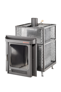 Печь-каменка КВАДРА ПФ дверца со стеклом в кожухе СЕТКЕ (25 м.куб) Печь-каменка КВАДРА ПФ дверца со стеклом в кожухе СЕТКЕ (25 м.куб)