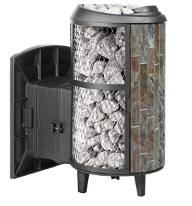 Печь-каменка чугунная АТМОСФЕРА L дверца со стеклом  в сетке-ламель ЖАДЕИТ наборный (22 м.куб) Печь-каменка чугунная АТМОСФЕРА L дверца со стеклом  в сетке-ламель ЖАДЕИТ наборный (22 м.куб)