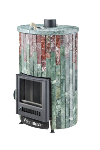 Печь-каменка УЮТ-18 ПФ дверца со стеклом в ламелях ЗМЕЕВИК + РОССО ЛЕВАНТЕ (18 м.куб)