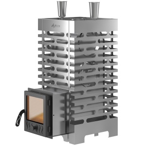 Печь-каменка ASTON 20 С INOX со стеклянной дверцей  (18 - 22 м.куб)  (4)