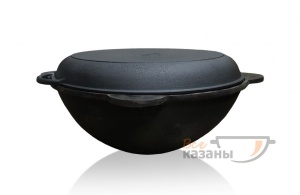 Казан чугунный 16л узбекский плоское дно + чугунная крышка-сковорода (комплект) Казан чугунный 16л узбекский плоское дно + чугунная крышка-сковорода (комплект)
