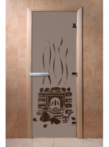 Дверь стеклянная БАНЬКА  ГРАФИТ МАТОВЫЙ 700 х 1900 мм 3 петли, стекло 8 мм, кор ОСИНА, магнит, DW