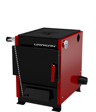 Котел отопительный URAGAN 10 кВт с варочной плитой  топливо - дрова/уголь/эл.энергия